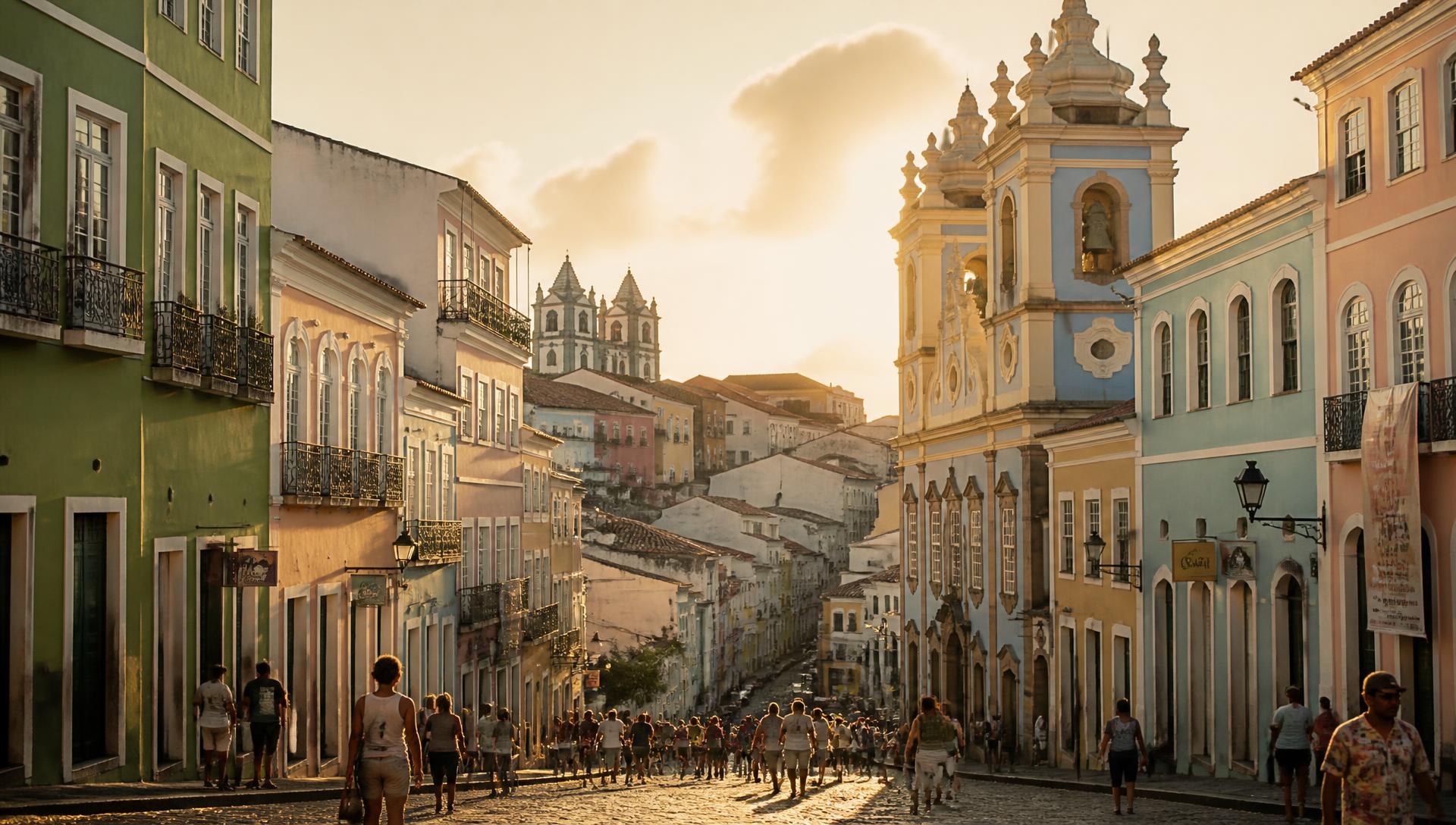 Centro histórico de Salvador, Bahia, ao entardecer